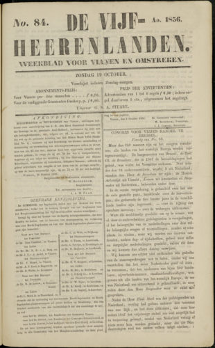 Een pagina van de Vijfheerenlanden uit 1856