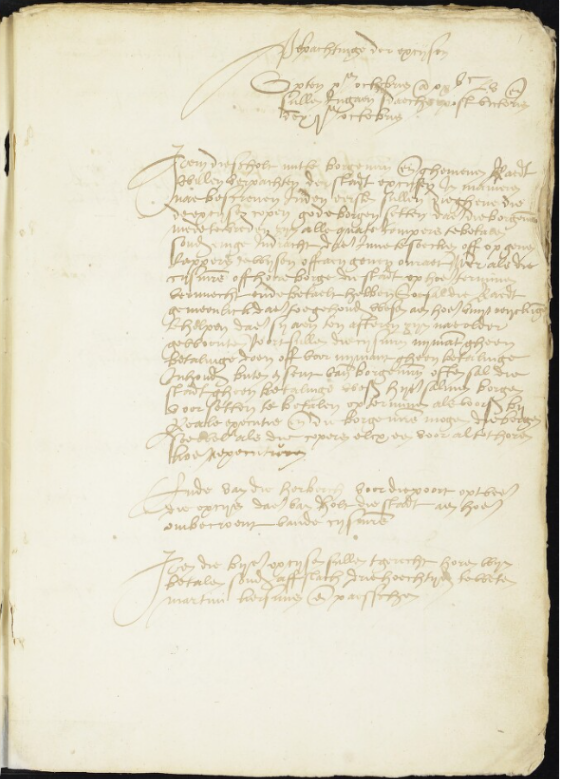 Eerste pagina van het policieboek van 1556-1569 Rhenen