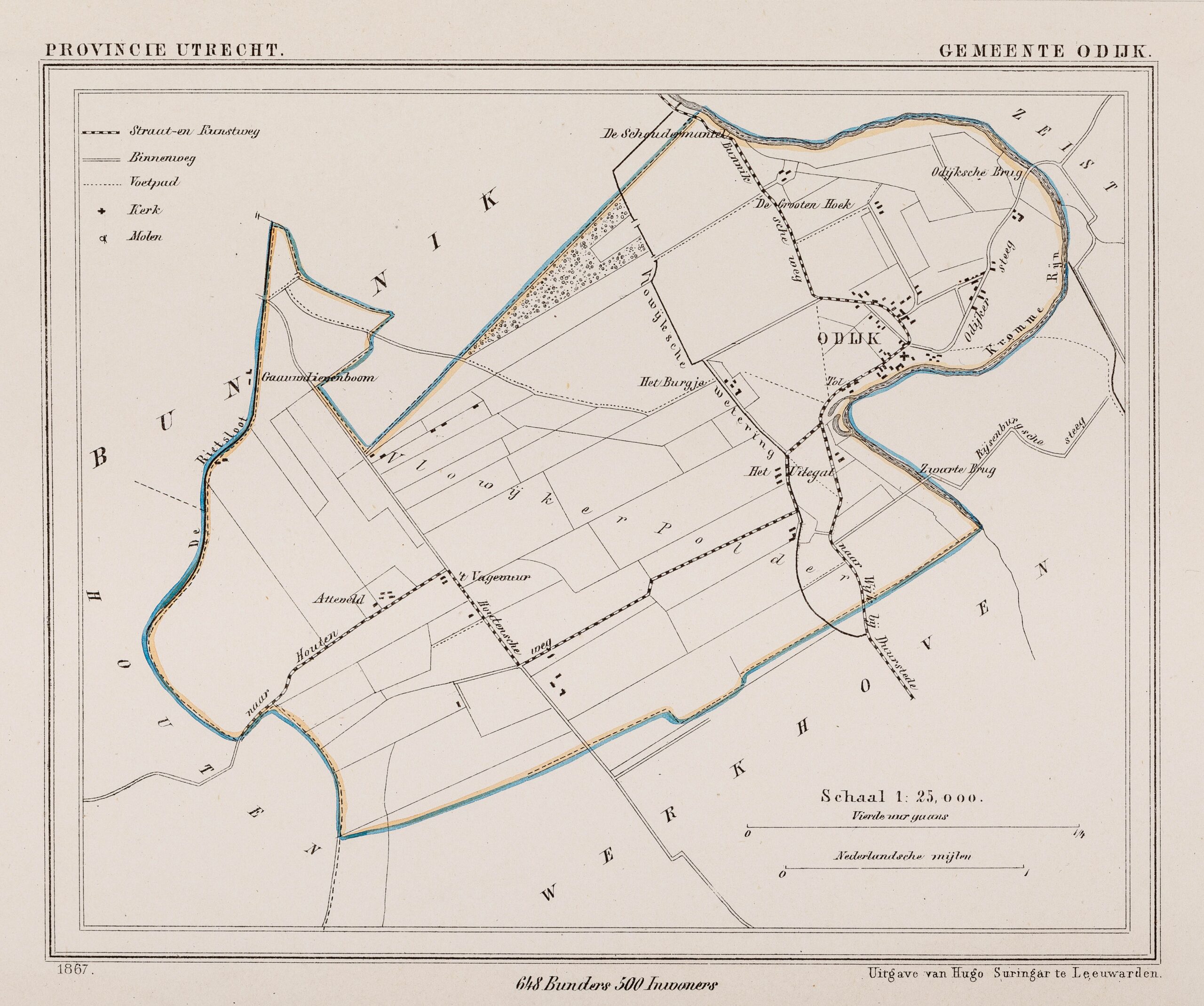 Kaart de gemeente Odijk 1867. Cat.nr. 57378