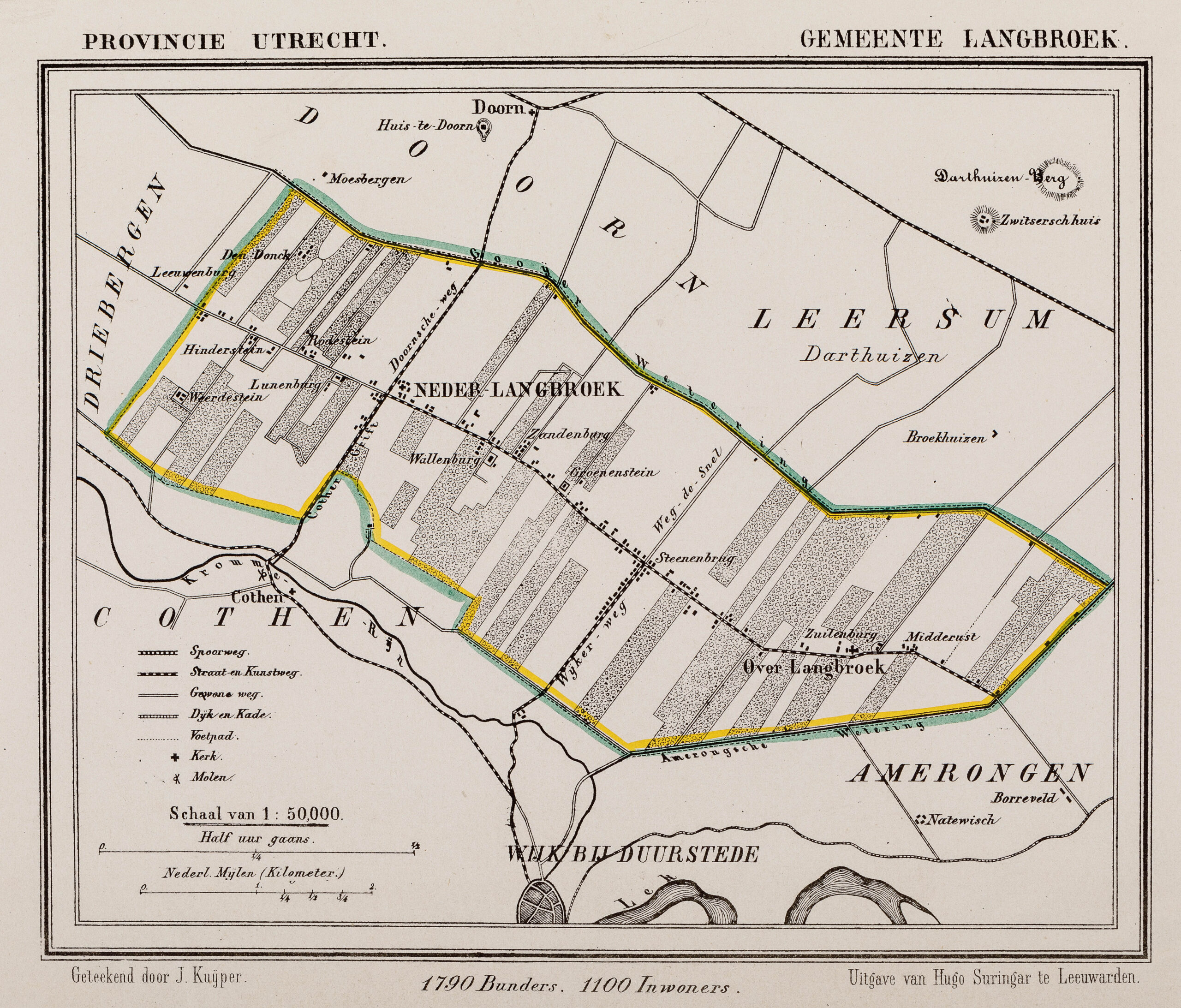 Kaart gemeente Langbroek 1868-1870. Cat.nr. 35474