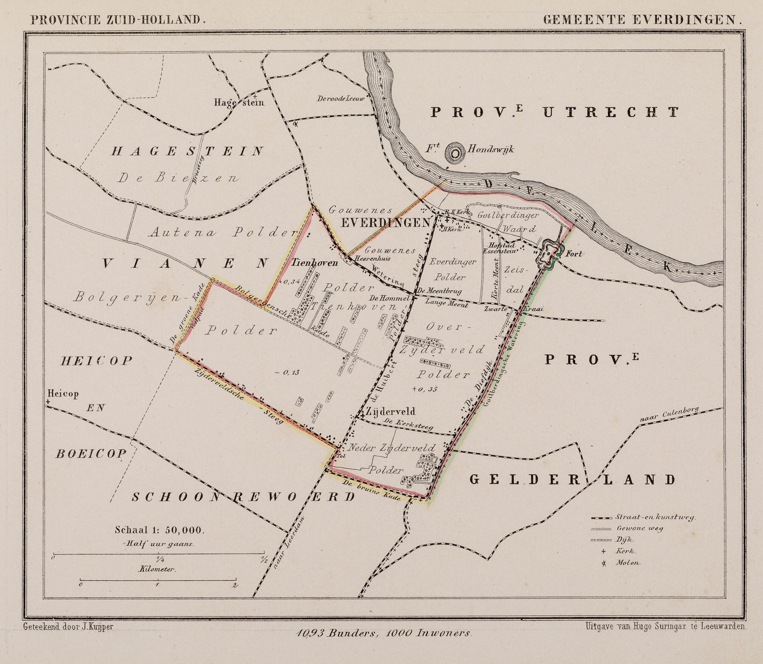 Kaart van de gemeente Everdingen, 1889. Cat.nr. 90575