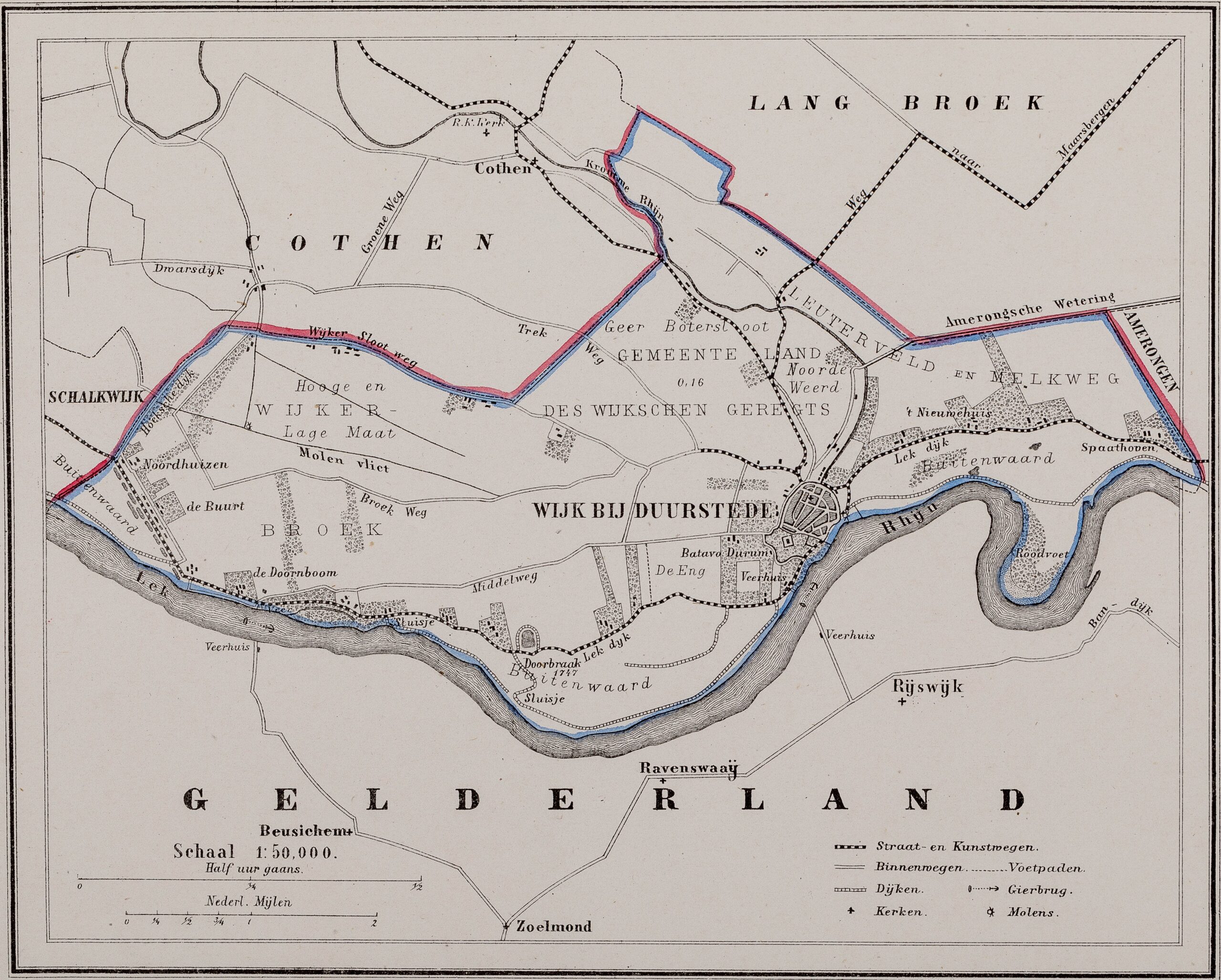 Kaart gemeente Wijk bij Duurstede 1865. Cat.nr 96260