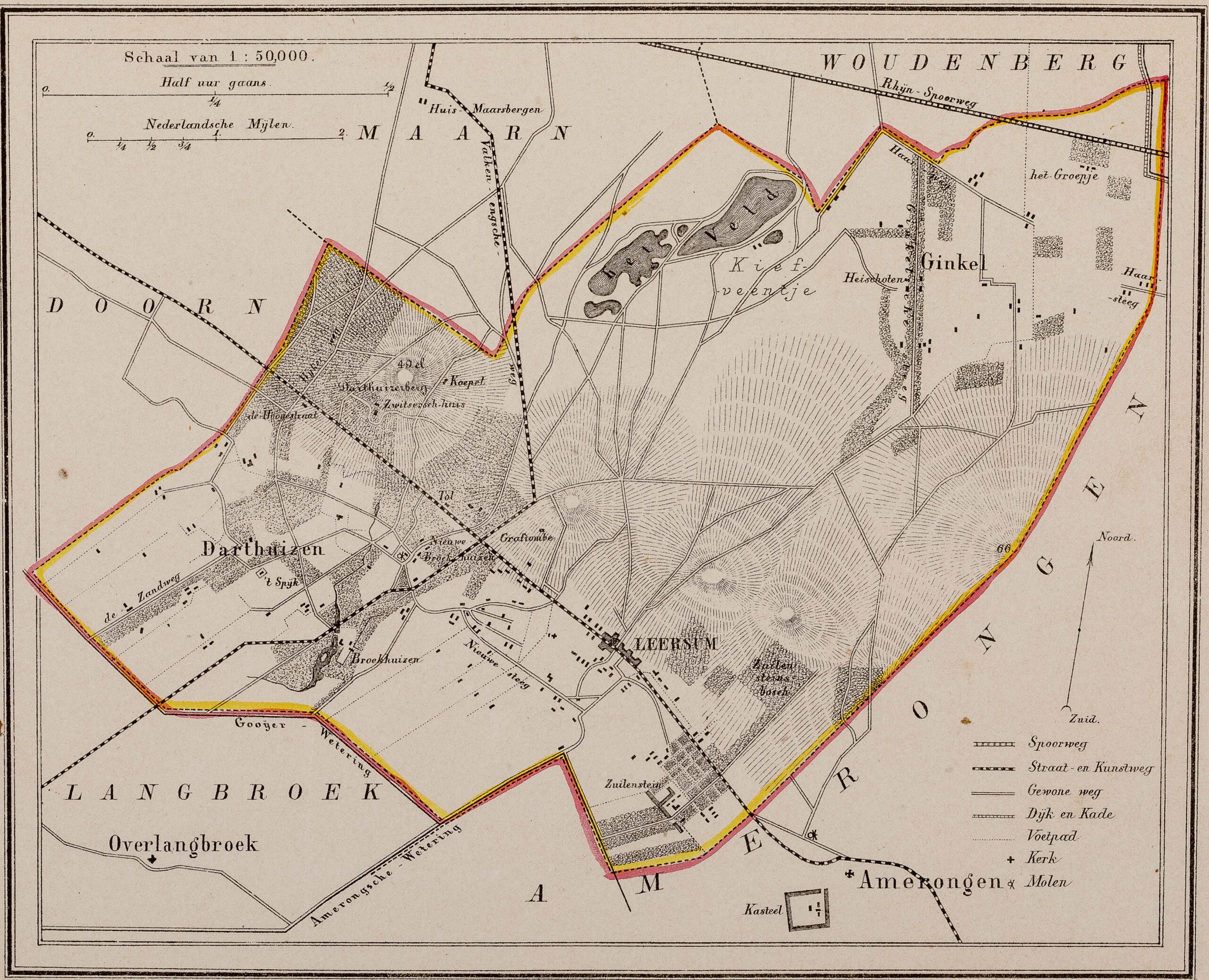 Kaart provincie Utrecht met gemeente Leersum 1865. cat.nr. 70472