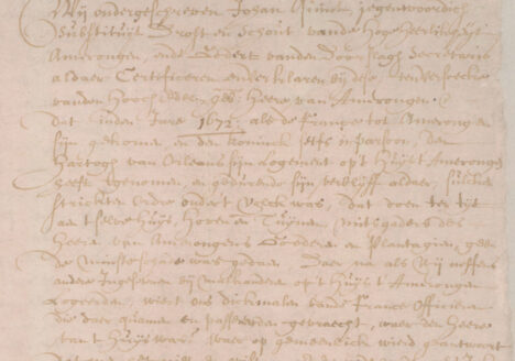 Verklaring door Johan Quint, substituut drost en schout en Godert van den Doorslagh, secretaris van het gerecht, over de plundering en verwoesting van het kasteel door de Franse troepen in 1672, 1675