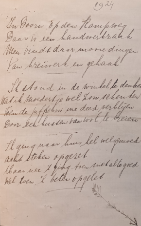 Sinterklaasgedicht 1924. Archieftoegang 058, inv.nr. 87