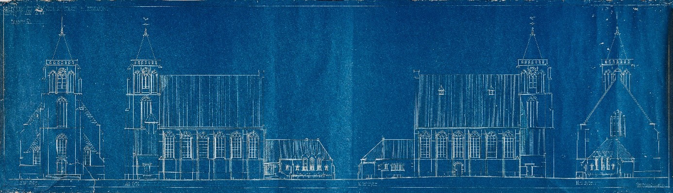 Blauwdruk NH kerk, 1935. inv.nr. 120849