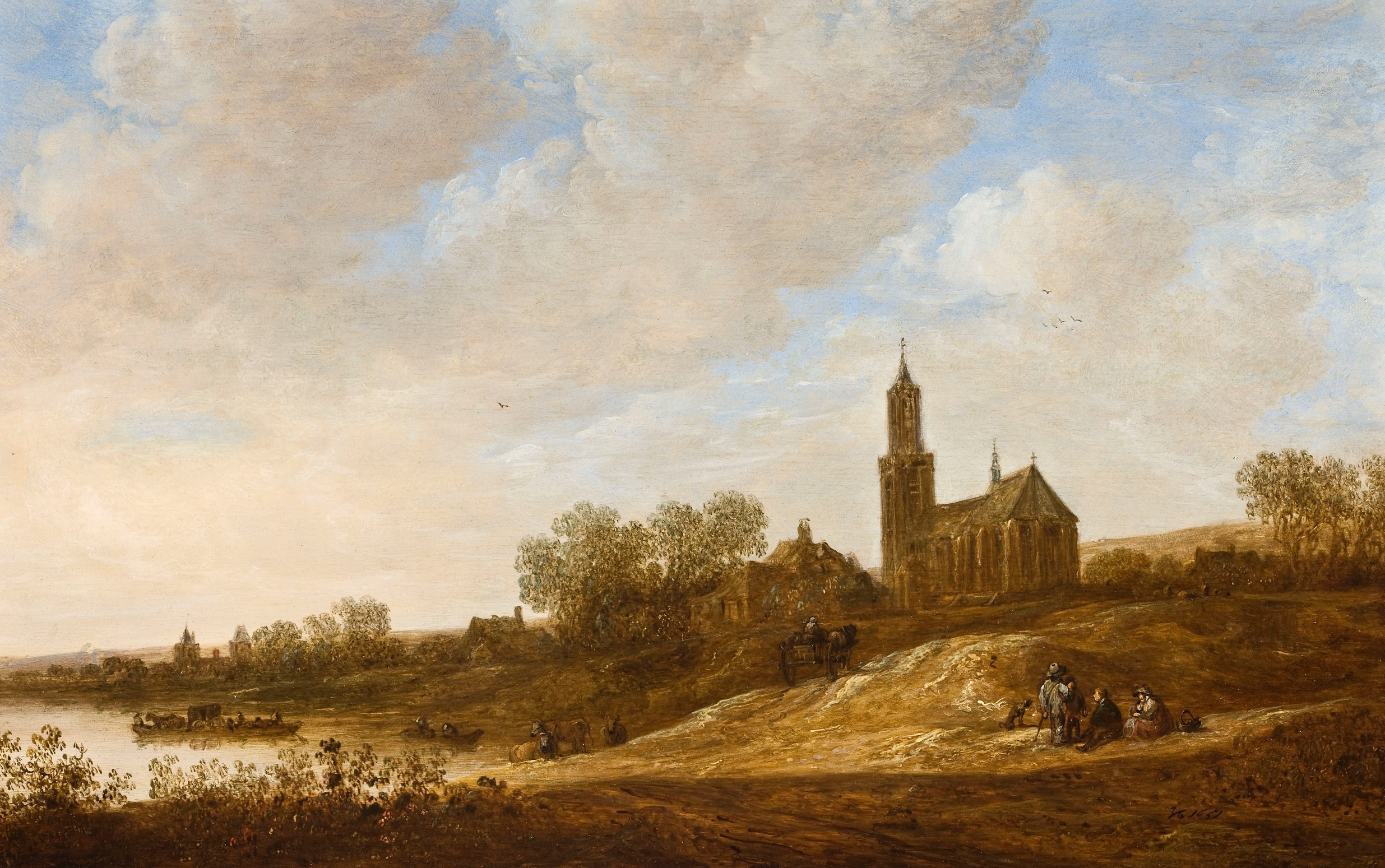 Gezicht op Amerongen. Jan van Goyen (1652). Rundāle palacemuseum Letland