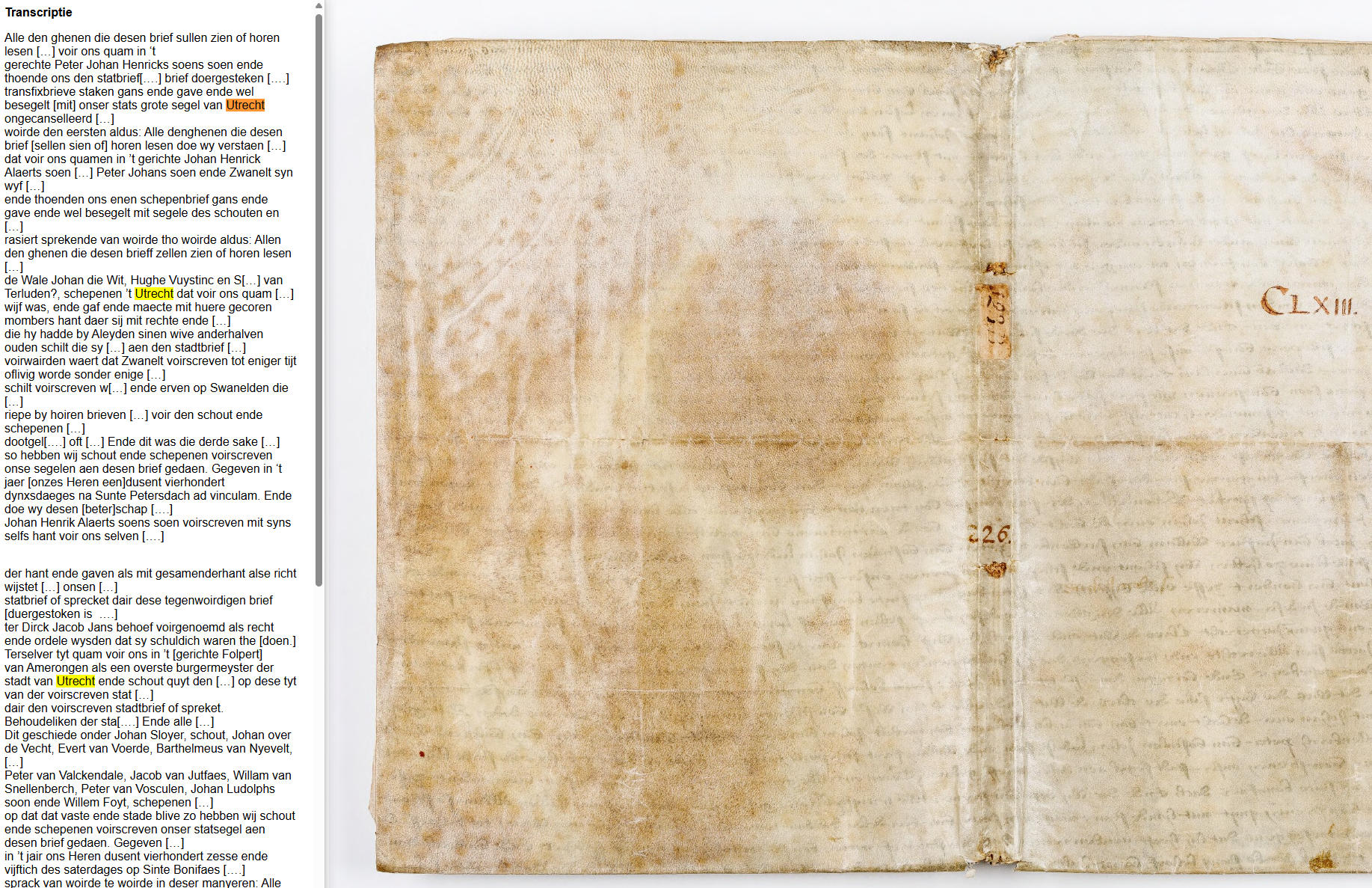 Screenshot van een transcriptie op onze website