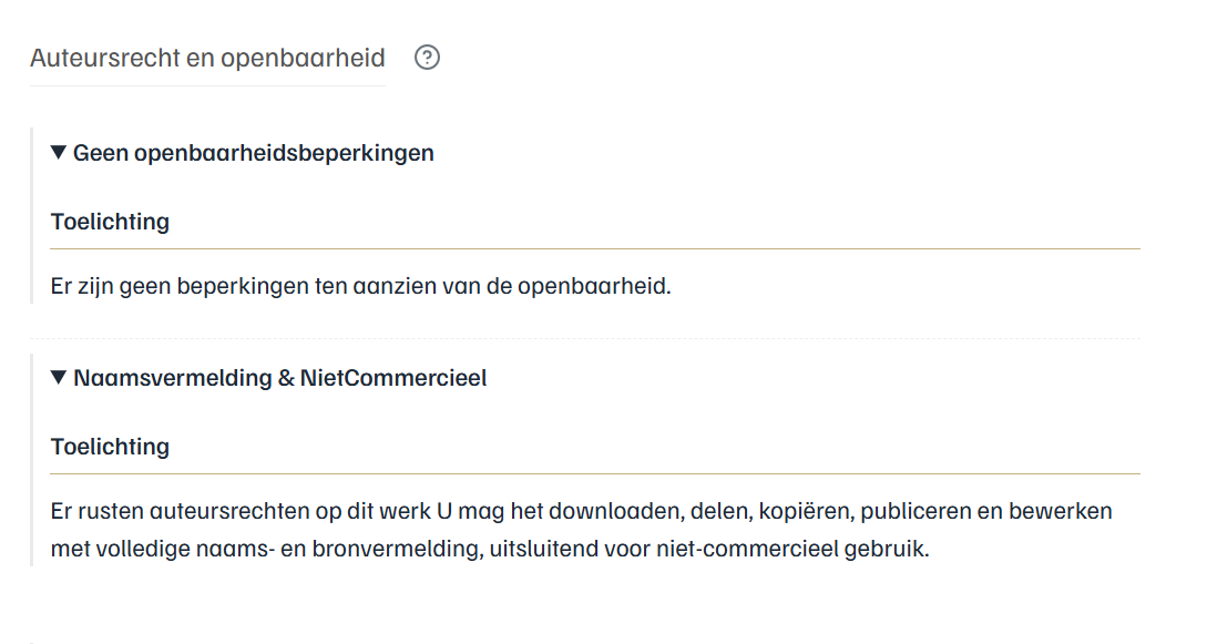 Voorbeeld van de weergave van auteursrecht in de nieuwe zoekomgeving. Afbeelding 2. Voorbeeld van de weergave van auteursrecht in de nieuwe zoekomgeving.